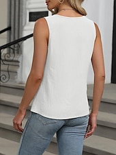 olcso Egyszerű ujjatlan felső-Női Camisole Tank Top Tömör szín Napi Alkalmi Ujjatlan Pántos Normál felsők Napi Kivágott Fehér Arcpír rózsaszín Medence Sárgabarack Nyár Tavasz