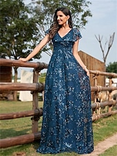 abordables Champagne-Robes de quinceanera en forme A Robe élégante Robe de mariage formelle longueur sol manches courtes col en V sequins dos en V avec sequins