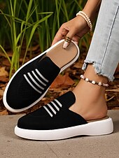 cheap Women&#039;s Clogs &amp; Mules-Women&#039;s Beige Flyknit Slip-On Mules– Lightweight Breathable Walking Shoes for Park Strolls, Travel &amp; Autumn Errands