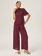 economico camicie, top e camicette-elegante completo in chiffon arricciato con collo alto