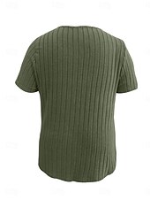 ieftine Tricouri Mărime Plus-Pentru femei Plus Size Topuri Tricou Culoare solidă Peteci Manșon scurt În V Modă Șic Stradă Casual Zilnic Sfârșit de săptămână Împletit Vară Albastru regal Maro