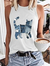 billige Dyr Tank Top-Dame Singleter Grafisk Dragonfly Stilfull Fritid Ermeløs Crew-hals Vanlige topper Daglig Trykt mønster Svart Hvit Rosa Navyblå Blå Sommer Vår