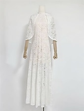 abordables JAUNE-Sirène / Trompette Robe de Soirée Élégant Robe Formel Mariage Longueur au sol Manche Courte Col haut Dentelle avec Châle 2025