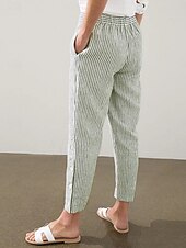 economico Pantaloni-Per donna Chinos Vacanza Casual Lunghezza intera Vita Alta A righe Tasca Fascia Elastica Stampa Comodo Morbido Confortevole Micro-elastico All&#039;aperto Streetwear Esercito verde Nero Rosa Blu Estate