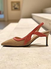 economico tacchi kitten-Scarpe con tacco a spillo color block verde e ruggine da donna, décolleté con tacco basso e punta affilata per appuntamenti casual e outfit chic di tutti i giorni