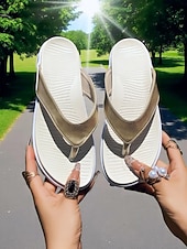 preiswerte Komfortsandalen-Silberne Flip-Flops für Damen mit gepolsterter Sohle – leichte Sommersandalen für Damen, ideal für den Pool, den Urlaub und gemütliche Spaziergänge