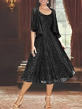 preiswerte Mit Jacke-Zweiteiliges A-Linie Mutter der Braut Kleid Elegantes Einfaches Lässiges Bootsausschnitt Knöchellang Chiffon Lange Ärmel mit Spitzenrüschen