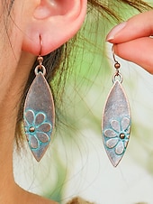 levne Dámská náušnice-Dámské visací náušnice v boho stylu s tyrkysovou povrchovou úpravou - lehké visací náušnice ve vintage kmenovém stylu s povrchovou úpravou v antickém bronzu pro neformální vánoční výpravy a dárky