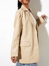 preiswerte Blazer &amp; Anzüge-Damen Blazer Warm Bequem Tasche Knöpfe Mode Modern Einfach Ausgehen Wochenende Einreihig Regulär Umlegekragen Normale Passform Langarm Oberbekleidung Schwarz Rote Braun Herbst Winter