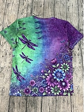 ieftine Tricou cu animale-Pentru femei Tricou Grafic Animal Epocă Stilat Clasic Manșon scurt Stil Nautic Topuri obișnuite Zilnic Sfârșit de săptămână Imprimeu Alb Albastru piscină Mov Trifoi Kaki Vară Primăvară