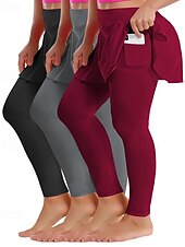 abordables Deportes Talla Grande y Embarazo-Mujer mallas de pilates pantalones deportivos Mallas Leggings de Yoga Bolsillo Ligero Pilates Gimnasio Corriendo Pantalones Color sólido Gris oscuro Negro Borgoña Talla Grande Deportes Ropa de Deporte