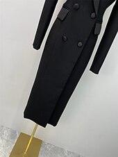 Smokingkleid Mantel Formell Hochzeitsgast Formeller Abend Satin Elegant Langarm Knöchellänge Hemdkragen Doppelreihig preiswerte Smokingkleider-Smokingkleid Mantel Formell Hochzeitsgast Formeller Abend Satin Elegant Langarm Knöchellänge Hemdkragen Doppelreihig