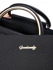 cheap Handbag &amp; Totes-Women&#039;s Embroidered Rose Tote Bag with Gold Top Handle and Shoulder Strap - Elegant Faux Leather Crossbody Bag for Commuter, Leisure and Weekend Outings