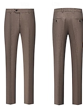 voordelige Formele pakken-heren wollen tweed pakken bruiloft zakelijk visgraat pakken bruin grijs retro formeel op maat 3-delig enkelrijs tweeknoops