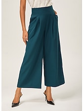 economico Pantaloni-pantaloni dritti aderenti in misto lana verde lago