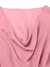 halpa Mekot-Naisten Pluskoko A linjainen mekko Puhdas väri Tiukka pyöreä kaula-aukko Lyhythihainen Kesä Kevät Tyylikäs Midimekko Muodollinen Juhla Mekko