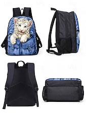cheap Kids &amp; Teen Backpacks-Kids 3-Piece Animal Print Backpack Set, Waterproof School Bookbag with Lunch Bag and Pencil Case for Elementary Boys &amp; Girls, Back to School and Daily Use