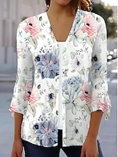 abordables Hauts Floraux-Femmes Chemise Fleuri Papillon Élégant Moderne Occasionnel Manche 3/4 Col carré Hauts Réguliers Quotidien Imprimé Noir Blanche Rose Claire Bleu Bleu clair Été Printemps
