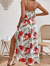 levne Elegantní květinové šaty-Dámské Midi šaty Květinové šaty Letní šaty Slip Dress Šaty s potiskem Módní Klasické Moderní Dovolená Denní Jdeme ven Běžný Květiny Bez rukávů Popruhy Rubínově červená Vodní modrá Trávová zelená Léto