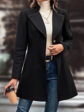 preiswerte Wintermäntel-Damen Mantel Warm Bequem Knöpfe Mode Einfach Straße Ferien Einreihig Lang Umlegekragen Normale Passform Langarm Oberbekleidung Schwarz Aprikose Kaffee Herbst Winter