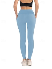 cheap Sports Plus Size &amp; Pregnancy-Women's pilates leggings Capri Leggings Sports Pants Pockets Lightweight Pilates Gym Running Pants Solid Color Navy Black Pink Plus Size Sports Activewear Micro-elastic