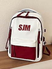 preiswerte College-Rucksäcke-Preppy-Rucksack für Damen in mehreren Farben mit SJM-Logo – leicht und robust mit verstellbaren Schultergurten, geeignet als Freizeittasche und Schultasche für den täglichen Gebrauch