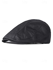 abordables Chapeaux pour hommes-Casquette plate en maille pour homme avec sangle réglable – chapeau gavroche d&#039;été respirant et léger pour les activités de plein air, les tenues décontractées et l&#039;utilisation quotidienne