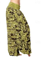 economico gamba larga e vita alta-Per donna Pantaloni Pantaloni Palazzo Moda Boho Lunghezza intera Misura del girovita medio Stampa Mimetico Elastico in vita Comodo Confortevole Micro-elastico Streetwear Abbigliamento quotidiano
