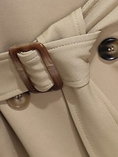 halpa Trench Coats-Naisten Trenssitakki Mukava Napit Tasku Muoti Moderni Tavallinen Bile Viikonloppu Kaksirivinen Pitkä Sänkyjen avaus Normaali Pitkähihainen Päällysvaatteet Musta Khaki Syksy Talvi