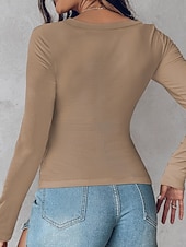  Per donna Maglietta Semplice Moda Elegante Classico Manica Lunga Girocollo Top Regolari Quotidiano Uscire Weekend Nero Rosso Verde Cachi Grigio Estate Primavera Autunno