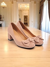 economico Anni &amp;#39;50-Per donna Tacchi Retrò Feste Lavoro Quotidiano Fiocco Tacco grosso Punta quadrata Elegante Vintage Finta pelle scamosciata Mocassino Nero Rosa Blu