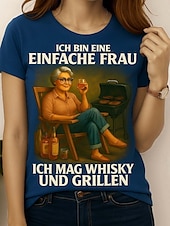 abordables T-shirt Humor &amp; Citations-Femmes T-shirt Graphique Lettre ancien Élégant Classique Manche Courte Col ras du cou Col rond Hauts Réguliers Quotidien Week-end Imprimé Noir Rouge Bleu Vert Été Printemps