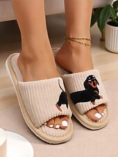 ieftine Flip-Flops de Damă-Papuci de casă pentru femei, din pluș, cu broderie de câini, sandale confortabile din catifea reiată, perfecți pentru relaxare și lenevire acasă
