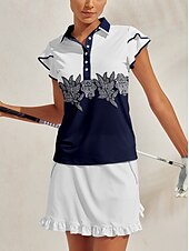 billiga Polos &amp;amp; kvartsdragkedjor-Dam Vandringspolotröja Mörk Marin Kortärmad Överdelar Golfkläder för damer Kläder Outfits Bär kläder