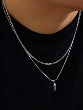 levne Pánské šperky-Pánský pozlacený dvouvrstvý přívěsek – minimalistický kubánský řetízek a přívěsek ve tvaru kulky pro streetwear, večírky i každodenní outfity