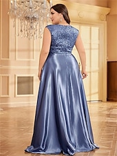 abordables Champagne-Robe A-Line Grande Taille Élégante Robe Courbe De Mariage Formelle Longue Au Sol Manches Courtes Col en V Satin Dos Nu Avec Plis 2025