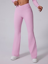 cheap Yoga Leggings &amp; Tights-Women's pilates leggings fitness pants sport pants Flared Lightweight Pilates Running Fitness Pants Solid Color Black White Pink Fall Winter Sports Activewear Micro-elastic