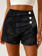 ieftine Pantaloni scurți grafici-Pentru femei chinez Pantaloni Scurți Elegant Vacanță Epocă Scurt Talie Înaltă Grafic Abstract Multistratificat Micro-elastic În aer liber Stradă Zilnic Auriu Negru Albastru piscină Vară Primăvară
