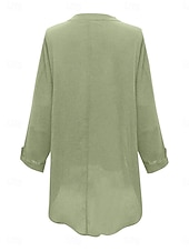 voordelige Overhemden-Dames Katoenen linnen overhemden Bloemig Basic Casual Lange mouw Overhemdkraag Normale tops Dagelijks Afdrukken Blozend Roze Marineblauw Fuchsia Groen Zomer Herfst