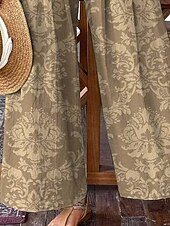 ieftine picior lat și talie înaltă-Pentru femei Pantaloni Pantaloni Palazzo Modă Boho Lungime totală Talie Înaltă Floral Talie elastică Confortabil Comfortabil Micro-elastic Stradă Purtare Zilnică Ieșire Kaki Vară Primăvară Fit regulat
