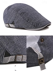 preiswerte Herrenhüte-Verstellbare Schiebermütze aus Leinen für Herren, leichte, atmungsaktive Zeitungsjungenmütze mit Streifendetail, Vintage-Ivy-Cap-Stil für Freizeitausflüge und den Alltag