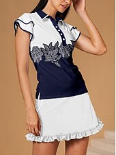 billiga Polos &amp;amp; kvartsdragkedjor-Dam Vandringspolotröja Mörk Marin Kortärmad Överdelar Golfkläder för damer Kläder Outfits Bär kläder
