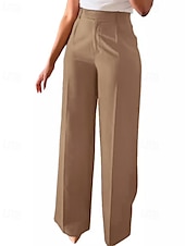 economico gamba larga e vita alta-Per donna Pantaloni Eleganti Gamba larga Streetwear Casual Lunghezza intera Naturale Semplice Tasca Elastico in vita Comodo All&#039;aperto Confortevole All&#039;aperto Vacanza Abbigliamento casual alla moda
