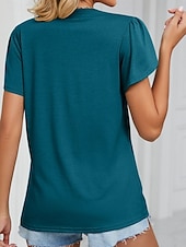ieftine tricou simplu-Pentru femei Tricou Simplu Modă Stilat Clasic Manșon scurt În V Topuri obișnuite Zilnic Sfârșit de săptămână Peteci Verde Deschis Albastru piscină Trifoi Gri Vară Primăvară