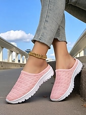billige Sneakers til kvinner-Rosa nettingsko til dame – lette, pustende mullesneakers for utendørs trening, bypendling og uformelle reiser