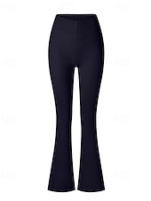 cheap Yoga Leggings &amp; Tights-Women's pilates leggings fitness pants sport pants Flared Lightweight Pilates Running Fitness Pants Solid Color Black White Pink Fall Winter Sports Activewear Micro-elastic