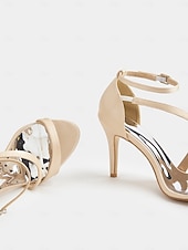 Недорогие Туфли на каблуках-элегантные атласные туфли на каблуке с открытым носком для женщин - удобная шпилька с ремешком на щиколотке, идеально подходят для вечерних мероприятий