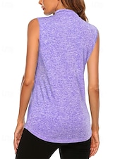 economico Camicia Donna-Per donna Tinta unita Maglietta sportiva Polo da golf Maglia da tennis Senza Maniche Cerniera Alta elasticità Traspirante Tennis Golf Corsa Collo ripiegato Collo con zip Maglietta Top Rosso Viola