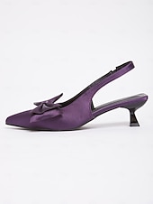 abordables Années 1950-Escarpins à bride arrière et bout pointu en satin violet pour femme – Chaussures élégantes de style vintage des années 1950 pour fêtes, mariages et occasions formelles