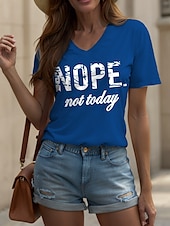 abordables T-shirt Humor &amp; Citations-Femmes T-shirt Graphique Lettre ancien Élégant Classique Manche Courte Col en V Hauts Réguliers Quotidien Imprimé Noir Blanche Rose Claire Rouge Bleu Été Printemps